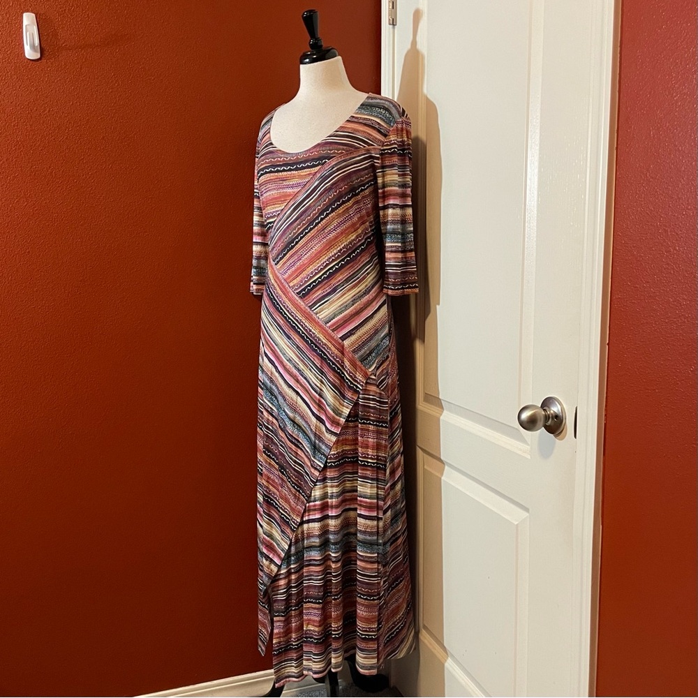 Peruvian Connection Women’s Monserrato Maxi Boho Asymmetrical Serape Print Dress